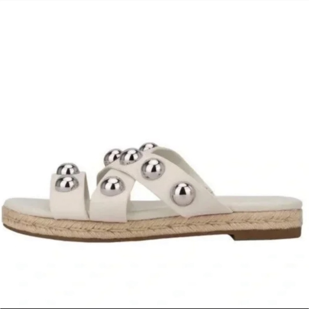 Marc Fisher Prisca Cream Ball Studded Espadrille Sandals - Picture 2 of 6